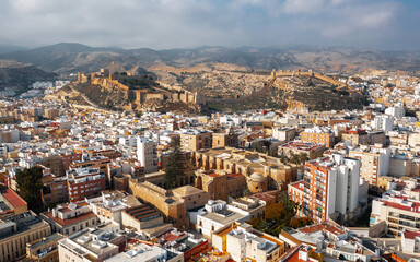 Aerial panoramic view of Almeria city in southern Spain