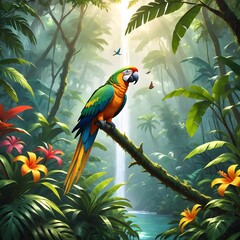 Macaw in a Tropical Paradise