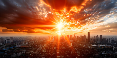 Obraz premium Global Warming Concept with digital icons like water, farm, land, weather, sun, rain, fire, dryness