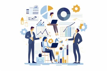 Conceptual Business Flat Illustration created with Generative AI
