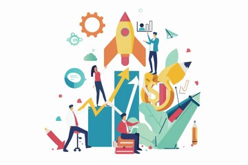 Conceptual Business Flat Illustration created with Generative AI