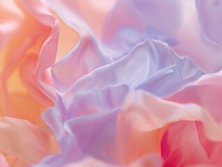 Close-up of soft, flowing fabric in pastel shades of pink, lavender, and peach, creating a delicate and ethereal effect.