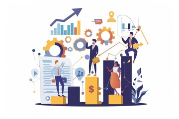 Conceptual Business Flat Illustration created with Generative AI