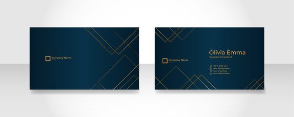 Modern blue gold Business card template with abstract shapes card name