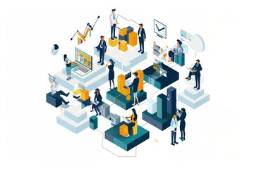 Conceptual Business Flat Illustration created with Generative AI