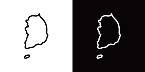 シンプルな韓国地図のラインアイコン