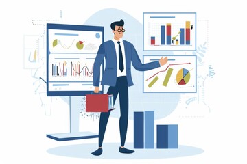 Conceptual Business Flat Illustration created with Generative AI