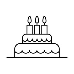 Birthday cake line icon, outline sign flat black trendy style illustration for web and app on white background..eps
