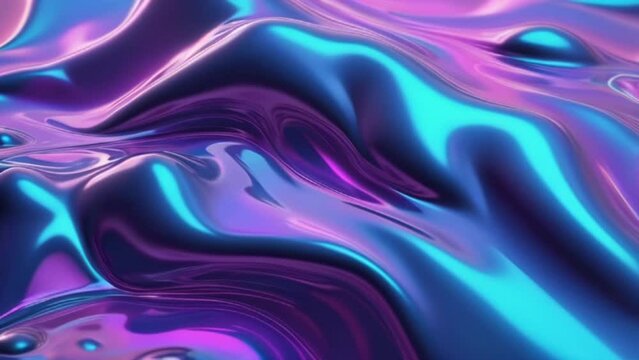 abstract liquid animation colorful holographic liquid background in metallic blue and polarized violet high quality
