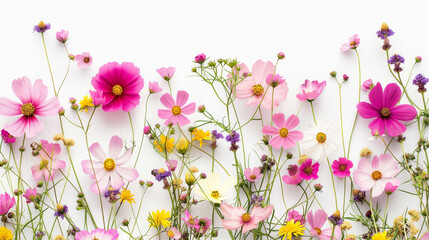 Obraz premium Summer beautiful flowers on white background. 