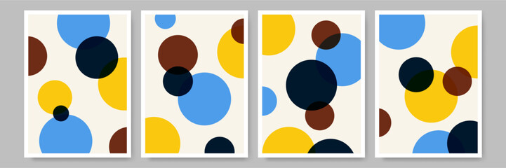 Minimalist flat shapes boho poster design. Bauhaus neutral color art print set