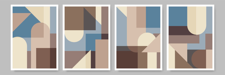 Fototapeta premium Bauhaus poster design. Simple flat shapes background poster