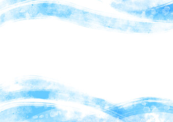 波や風の水彩フレーム上下