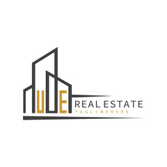 initial monogram logo for real estate with building shape creative design