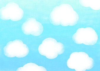 青空に可愛い雲がある背景画像