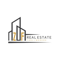 initial monogram logo for real estate with building shape creative design