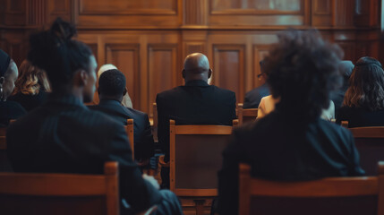 Fototapeta premium Judge addressing diverse jury members in courtroom