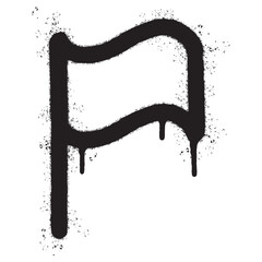 Spray Painted Graffiti flag icon Sprayed isolated with a white background.