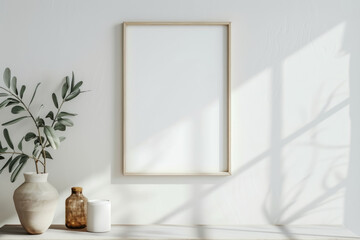 Minimalistic Frame Mockup, White Wall Background