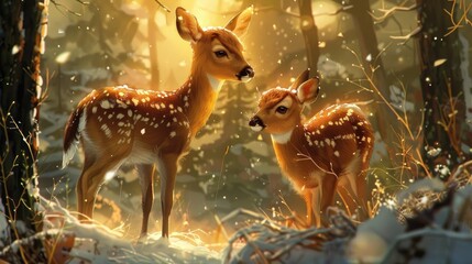 Adorable depiction of a male and female deer