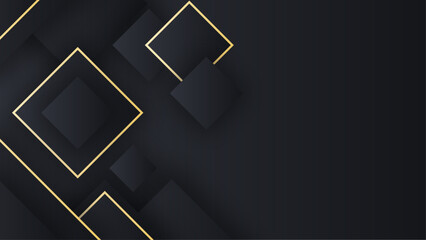 Modern black and gold geometric background, Realistic geometric background