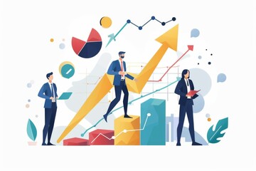 Conceptual Business Flat Illustration created with Generative AI