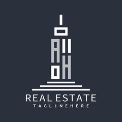 Obraz premium initial monogram logo for real estate with building shape creative design