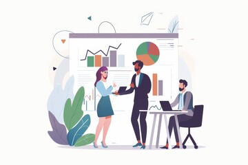 Conceptual Business Flat Illustration created with Generative AI
