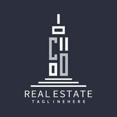 Obraz premium initial monogram logo for real estate with building shape creative design