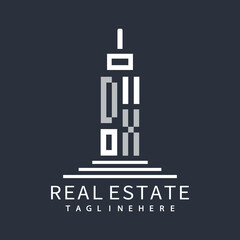 Obraz premium initial monogram logo for real estate with building shape creative design