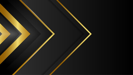 Gold Gradient geometric shapes on dark background, Black and gold abstract geometric Background