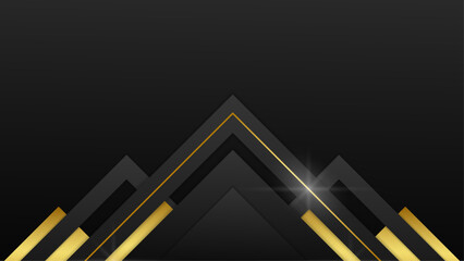 Gold Gradient geometric shapes on dark background, Black and gold abstract geometric Background