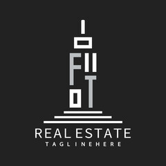 initial monogram logo for real estate with building shape creative design