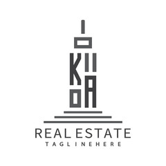 initial monogram logo for real estate with building shape creative design