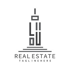 initial monogram logo for real estate with building shape creative design