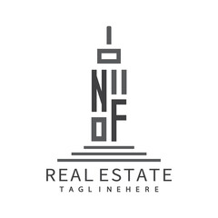 initial monogram logo for real estate with building shape creative design