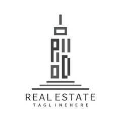 initial monogram logo for real estate with building shape creative design