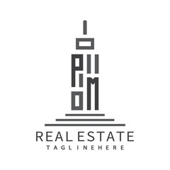 initial monogram logo for real estate with building shape creative design