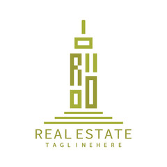initial monogram logo for real estate with building shape creative design
