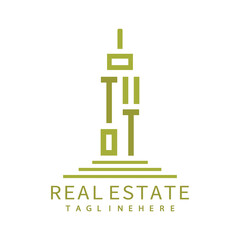 initial monogram logo for real estate with building shape creative design