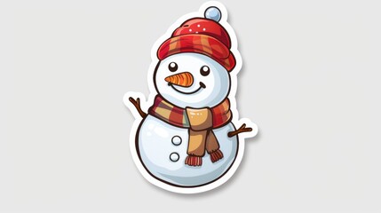 A cute snowman cartoon adorns the 2d sticker