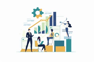 Conceptual Business Flat Illustration created with Generative AI