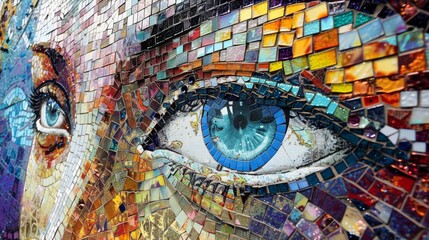 The mosaic is a celebration of science and imagination pushing the boundaries of human understanding through art.