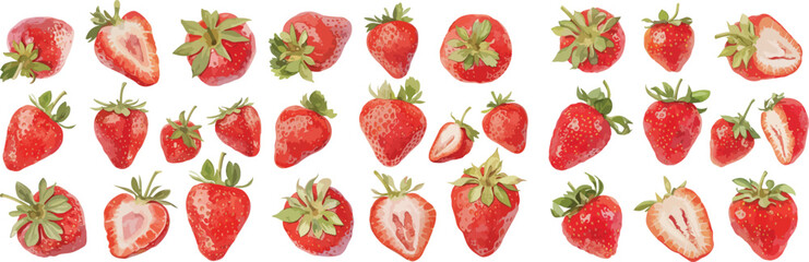 strawberry watercolor clipart	