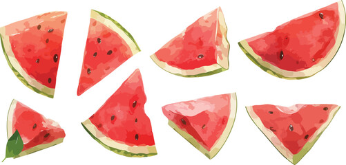 slice watermelon watercolor clipart	