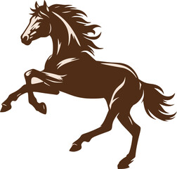 Stallion horse silhouette , running horse illustration