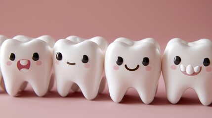 Fototapeta premium Cartoon style teeth are depicted in a playful and whimsical manner