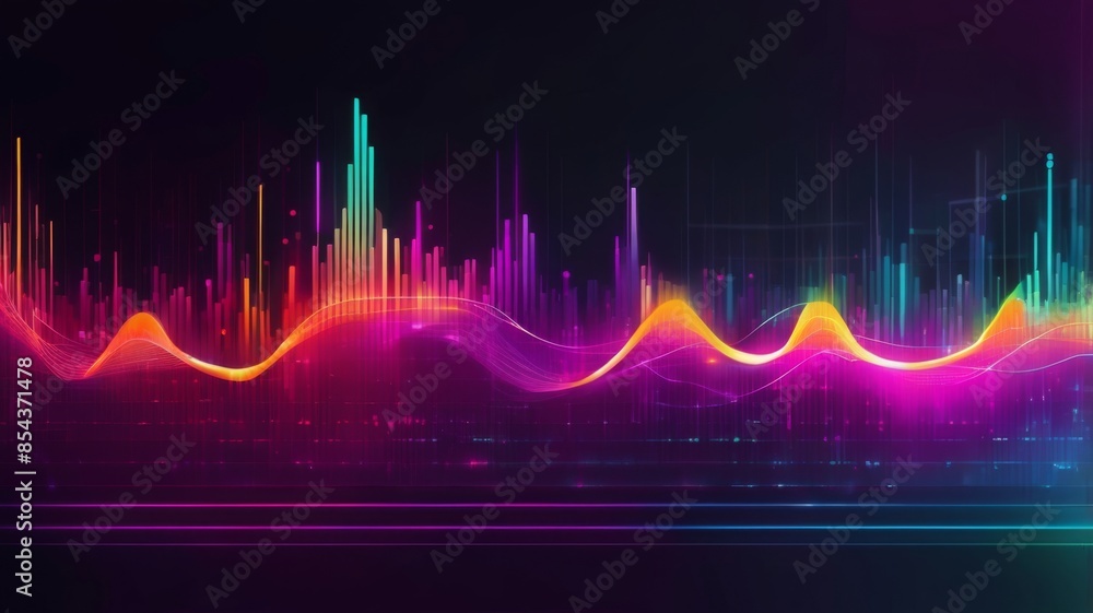 Poster Design an abstract background featuring a digital waveform or signal graph, representing data transmission