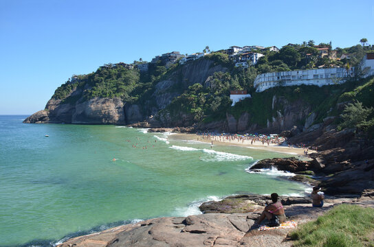 Beautiful sunny day at Praia da Joatinga (Joatinga beach), a paradise in Rio de Janeiro, Brazil.