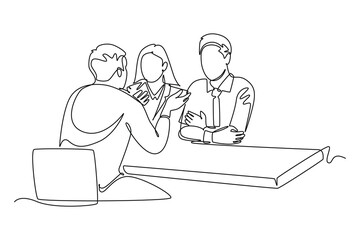 Meet Up Concept. Single line draw design vector graphic illustration.